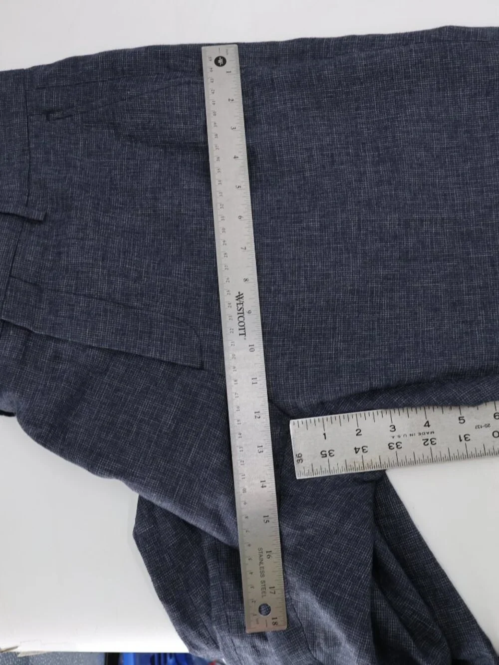 Zara Pants Men 34 36x32 Sartorial Tapered Leg Linen Blend Flat Front Blue preppy